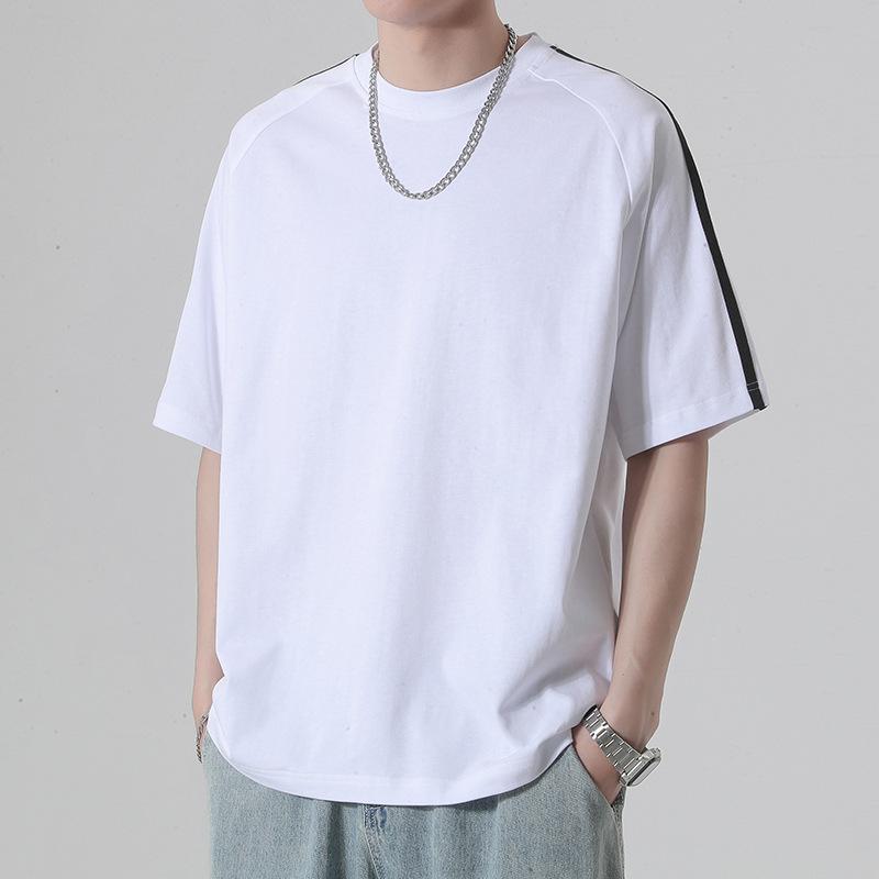 Мужская повседневная футболка с короткими рукавами, летняя футболка для пар, футболка с половиной рукавов, студенческая базовая свободная одежда