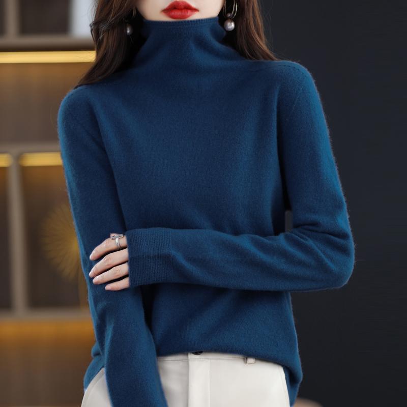 Женский свитер с высоким воротником, кашемир Цинхэ, 30% кашемир, 70% шерсть, зимний вязаный пуловер, осенний свитер, кашемировый свитер