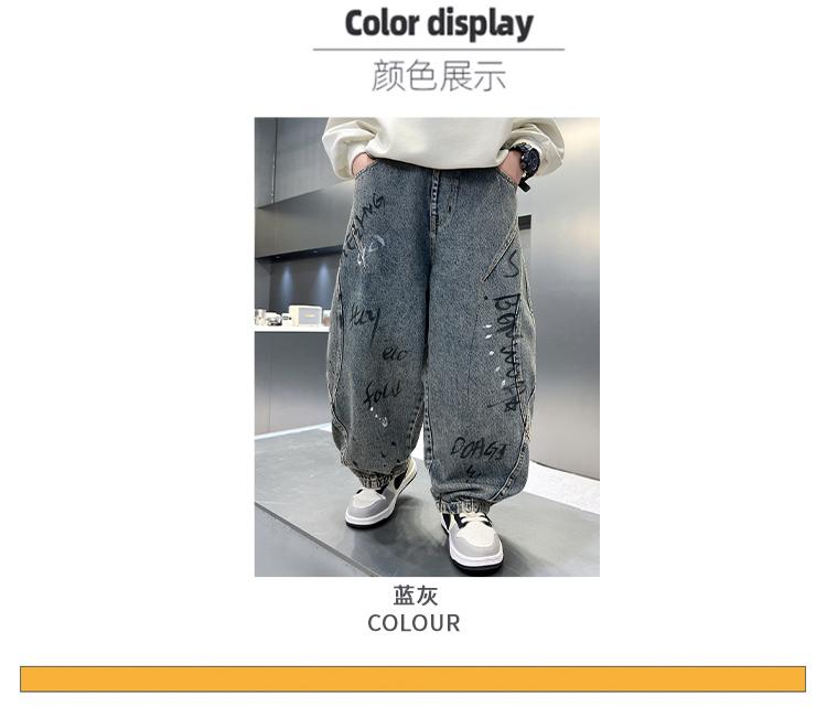 Children's clothing boys' pants 2026 new denim spring boys' spring and autumn styles mid to large children's casual pants trend