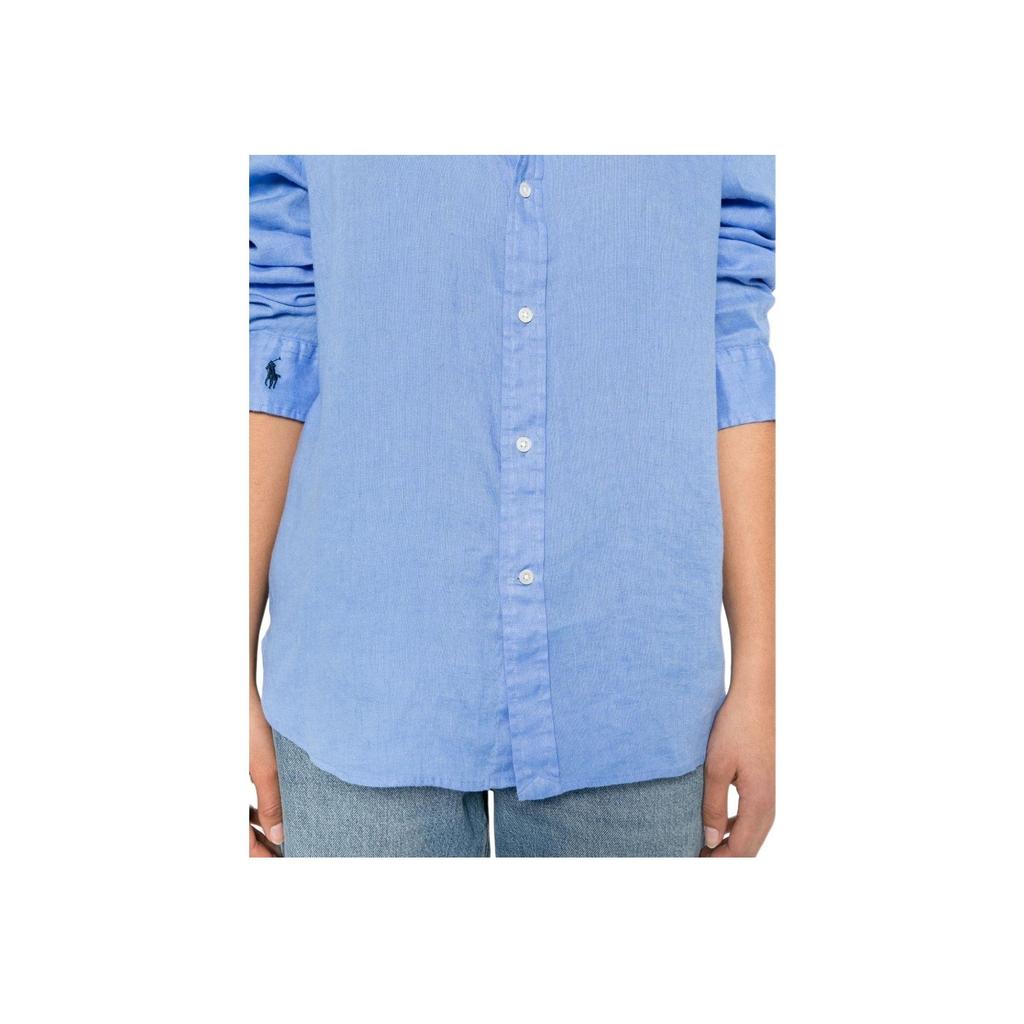 Polo Ralph Lauren Solid Color Long Sleeve Loose Shirt Women Shirts Blue 211968221-004