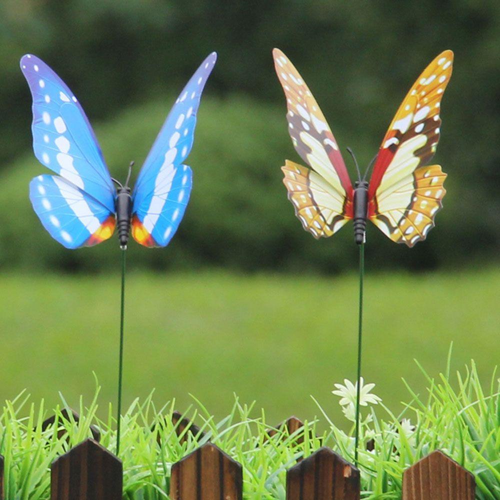 Lawn Decor Yard Artificial Butterfly with Rods Simulation Color Fake Butterflies Garden Decoration