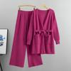 Повседневная домашняя одежда Женский комплект Вязаные халаты Кардиганы Брюки Соответствующие комплекты Женский трикотажный костюм из 2 предметов Вязаные женские комплекты из двух предметов