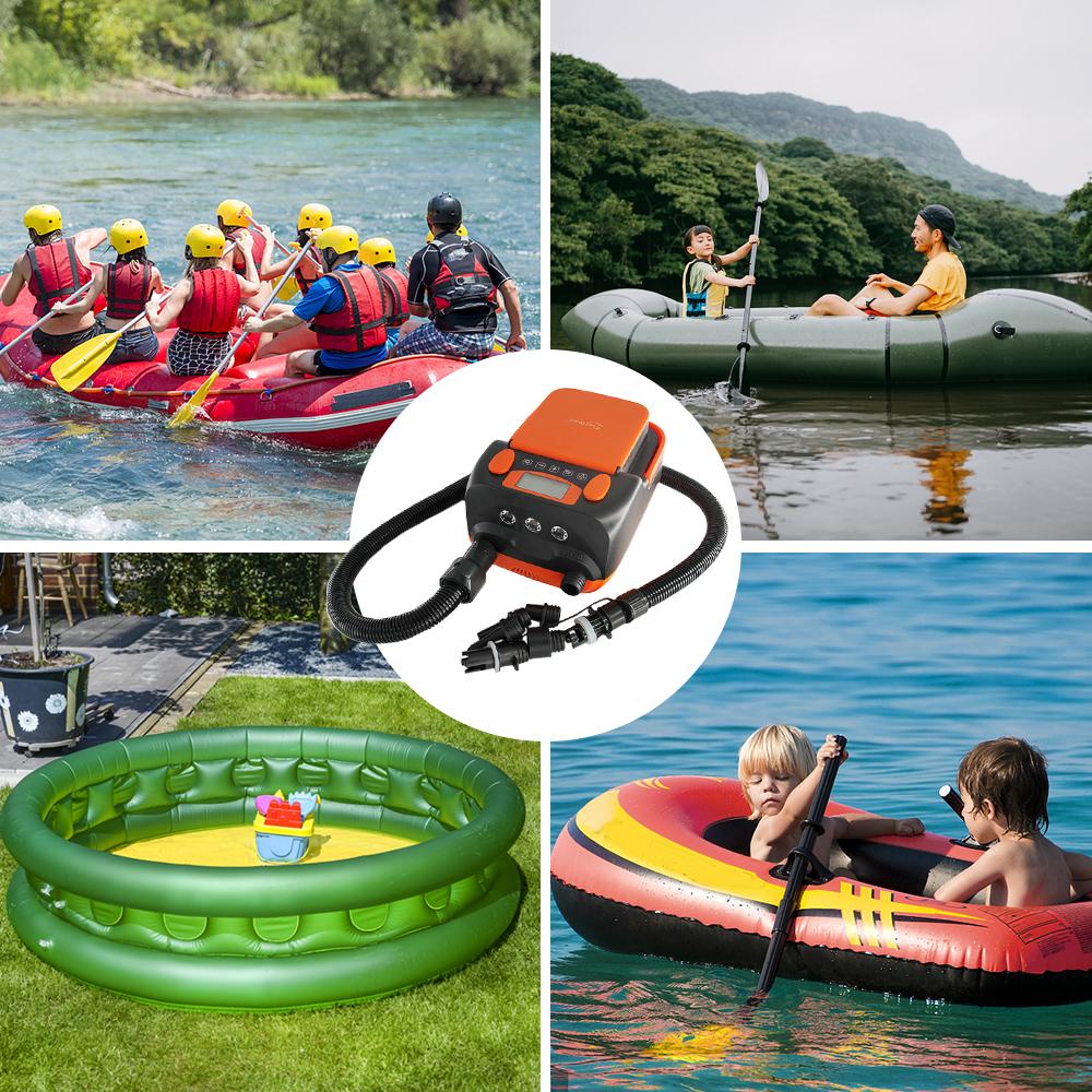 Интеллектуальный двухступенчатый воздушный насос 16PSI с 6 насадками, ЖК-дисплеем, поддержка электрического насоса 6000 мАч