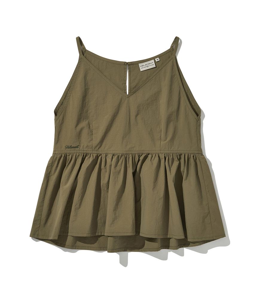 HELEMENT Women'S Peplum Sleeveless Top (Khaki)