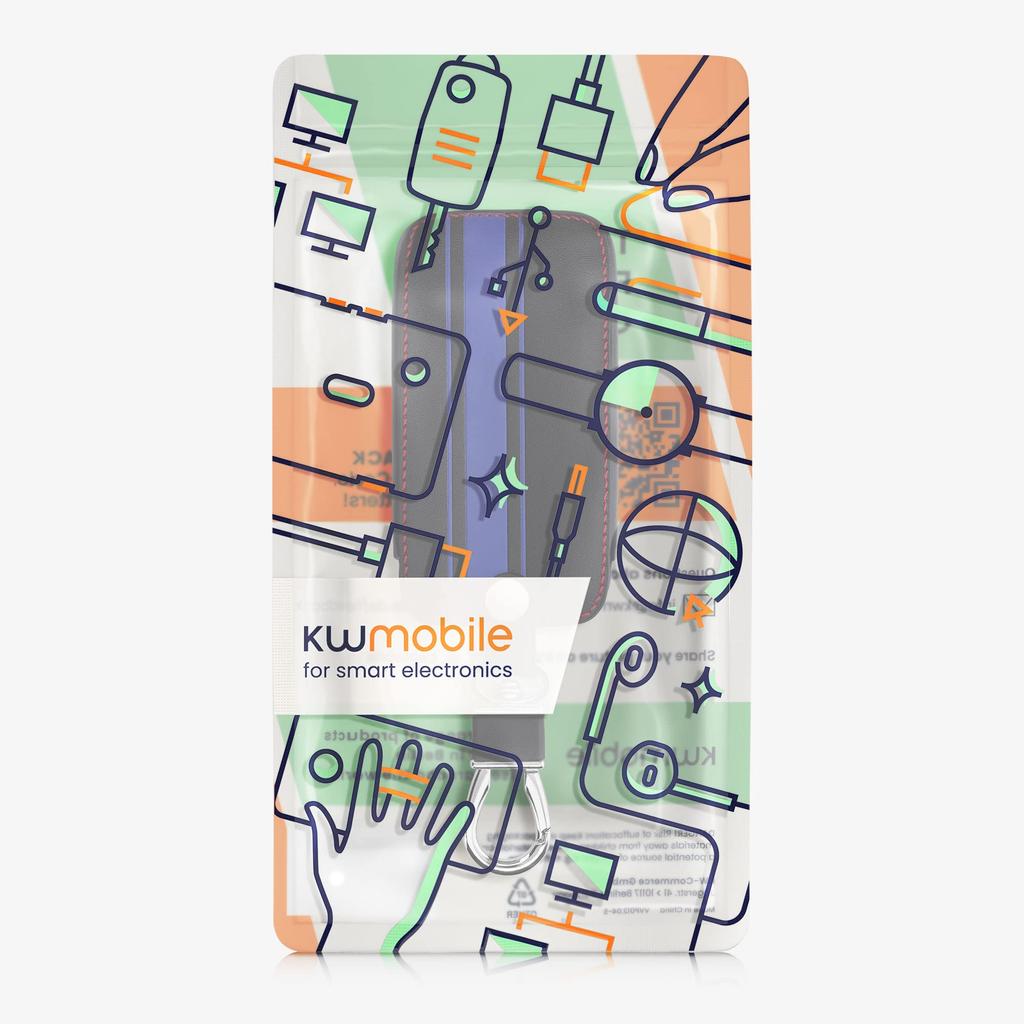 [kwmobile] Совместимо с: Смарт-ключ Renault с 4 кнопками (Только модели, совместимые с Keyless Go) Чехол для ключей - Защитный чехол для ключей - ПУ кожа, Синий/Черный