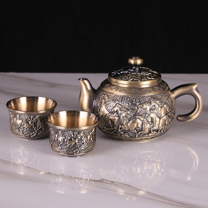 Серебряный чайный набор, бытовая высококачественная чашка для чая Гунфу, ретро поднос для чайника, чайный набор, практичные подарки