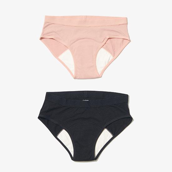 [Сертификация Министерства по безопасности пищевых продуктов и лекарственных средств] Органические менструальные трусы CyClean Hip Hugger Абрикос/Черный