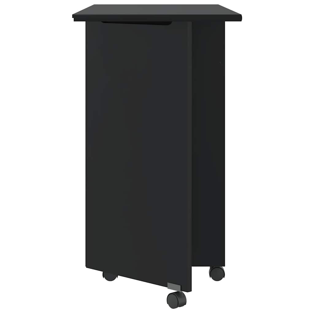 Mobile Filing Cabinet with Desk MOSS Black Solid Pine Wood