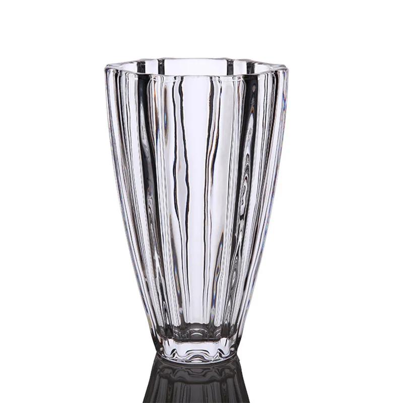 Простая стеклянная ваза в европейском стиле, прозрачная большая ваза в европейском стиле, ваза из чешского хрусталя высокой прочности, украшение для гостиной