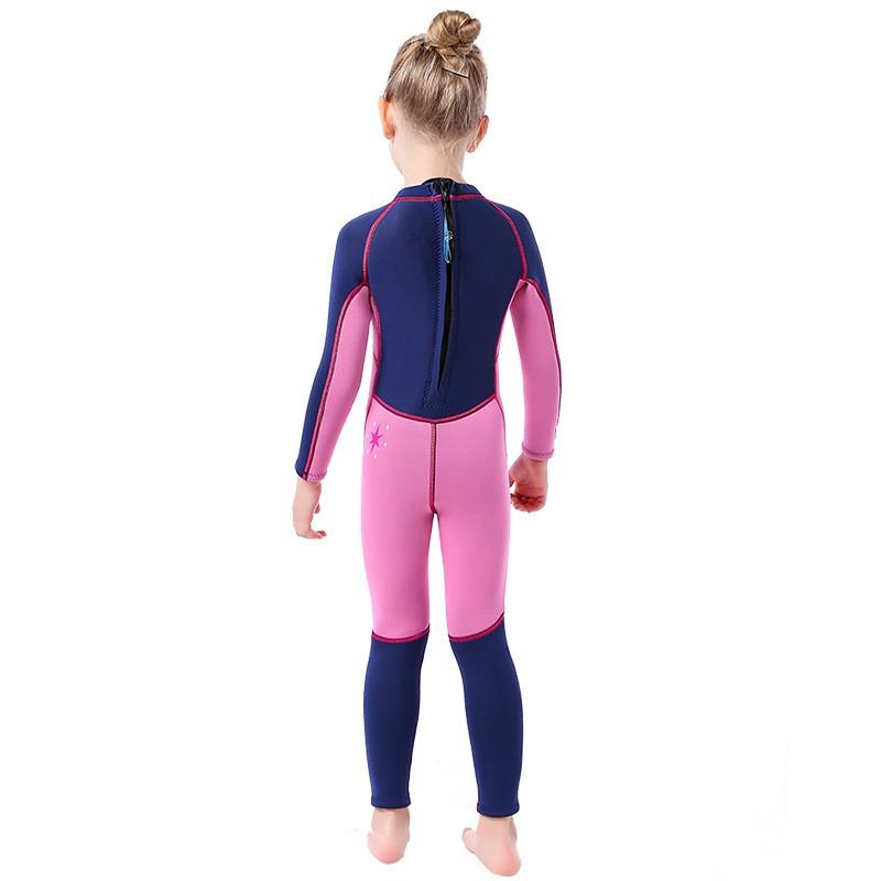 3mm Neoprene Kids Girls Wetsuit Long Sleeve Thermal Swimwear Snorkeling Surfing UV Protection