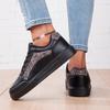 MCTIN White Shoes Women's PU Leather Sports Shoes Flats Black Sequined Sneakers Plus Size 35-42