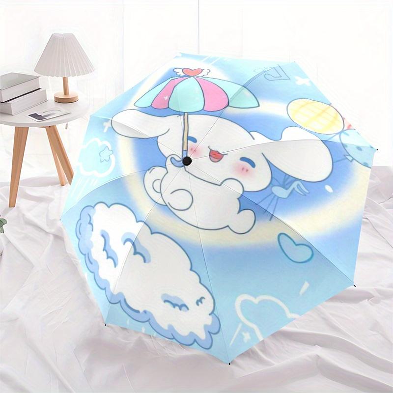 1pc Happy Cinnamoroll Sanrio Cartoon Umbrella, Portable 3-Fold Compact Umbrella, Suitable for Camping, Hiking and Travel, Ideal Easter Birthday Gift f