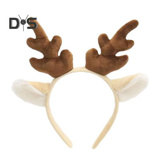 Рождественская повязка на голову с ушками оленьих рогов, универсальный рождественский аксессуар для волос для взрослых и детей, праздничный костюм