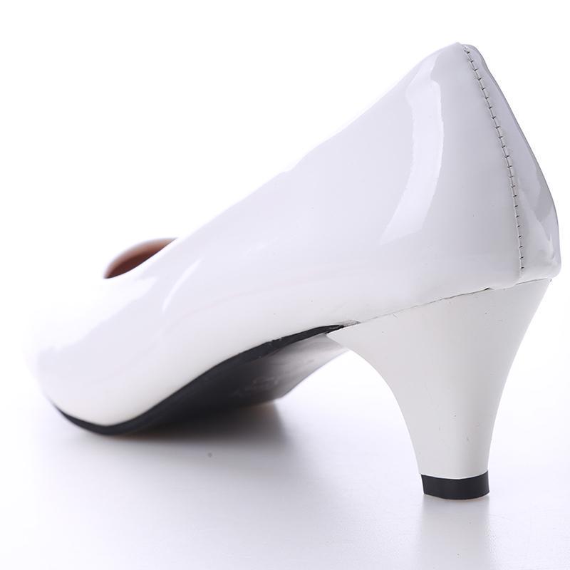 Женские туфли на среднем каблуке, глянцевые, без рисунка, строгий, офисный фасон