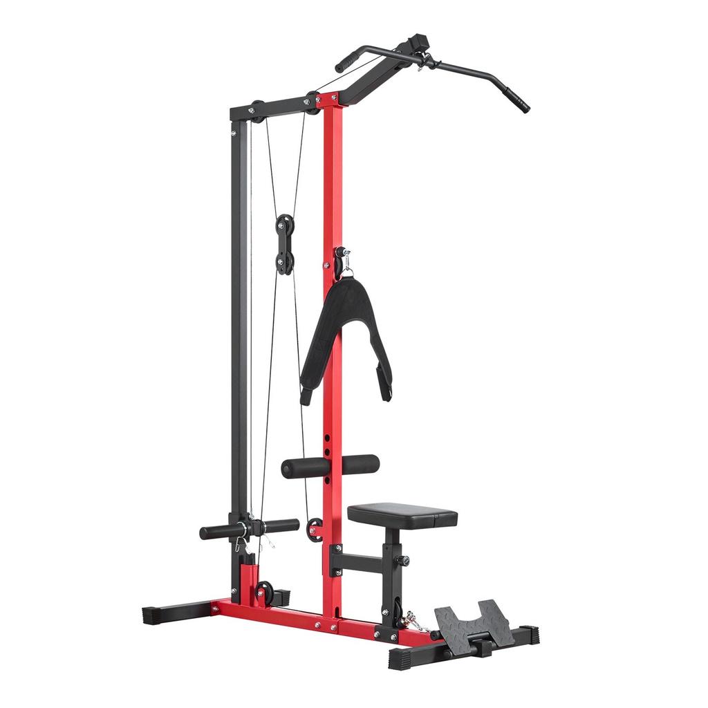 LAT Pull Down Machine, 3-in-1 Row Cable Machine, Cable Machines Home Gym with 3-Level Adjustable Seat, 4-Level Adjustable Foam Roller, Load 181kg Lat