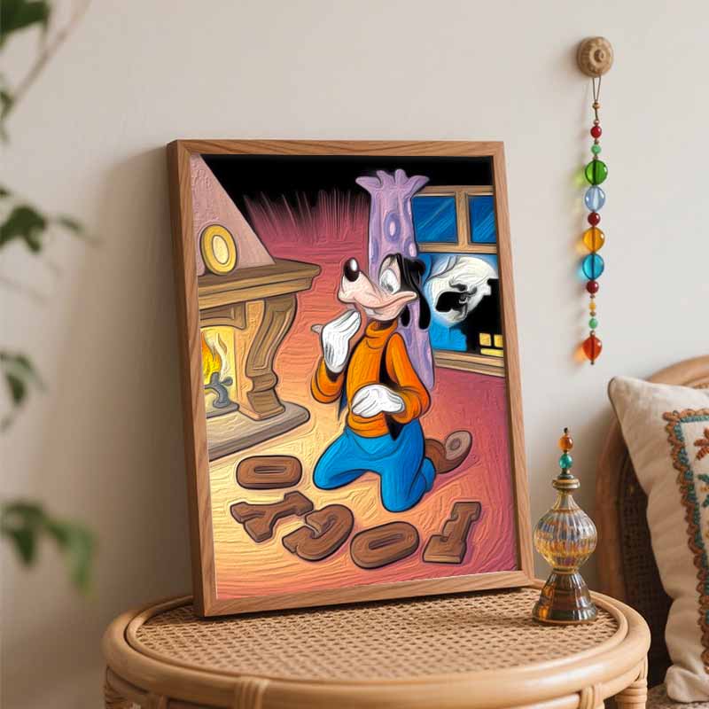 Disney Goofy cartoon character oil painting art handmade diy painting home decoration gift
