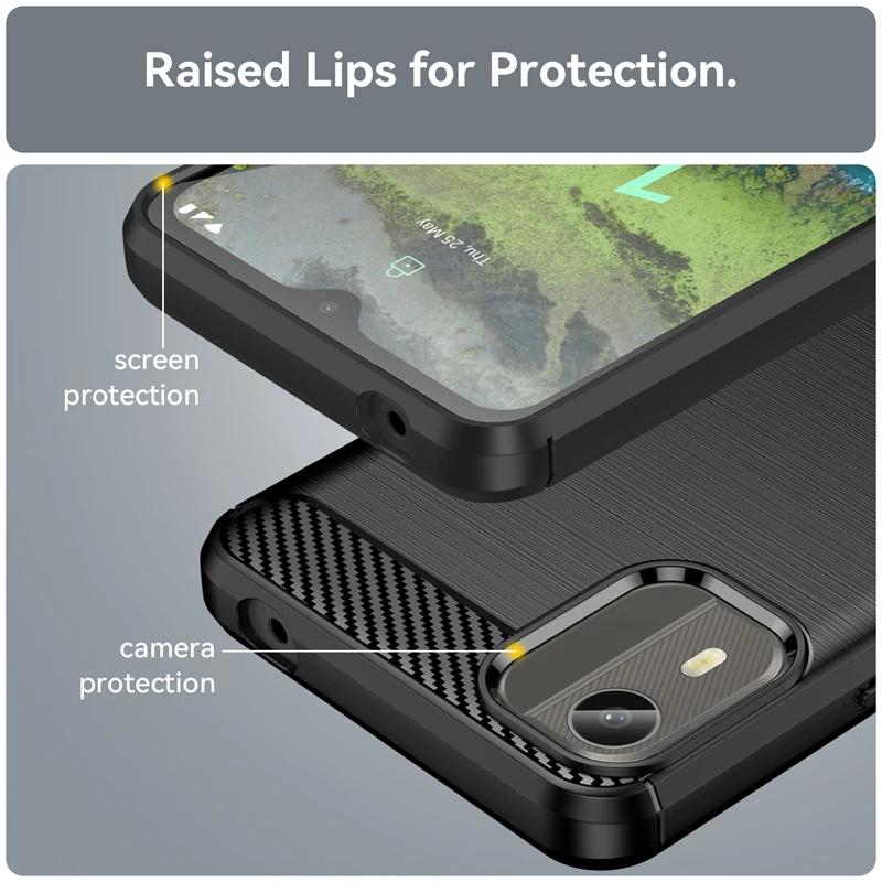 Чехол из ТПУ с текстурой из углеродного волокна для Nokia C12 Pro C22 C32 G22 G400 C100 C200 C21 Plus G21 G11, противоударный защитный чехол Fundas