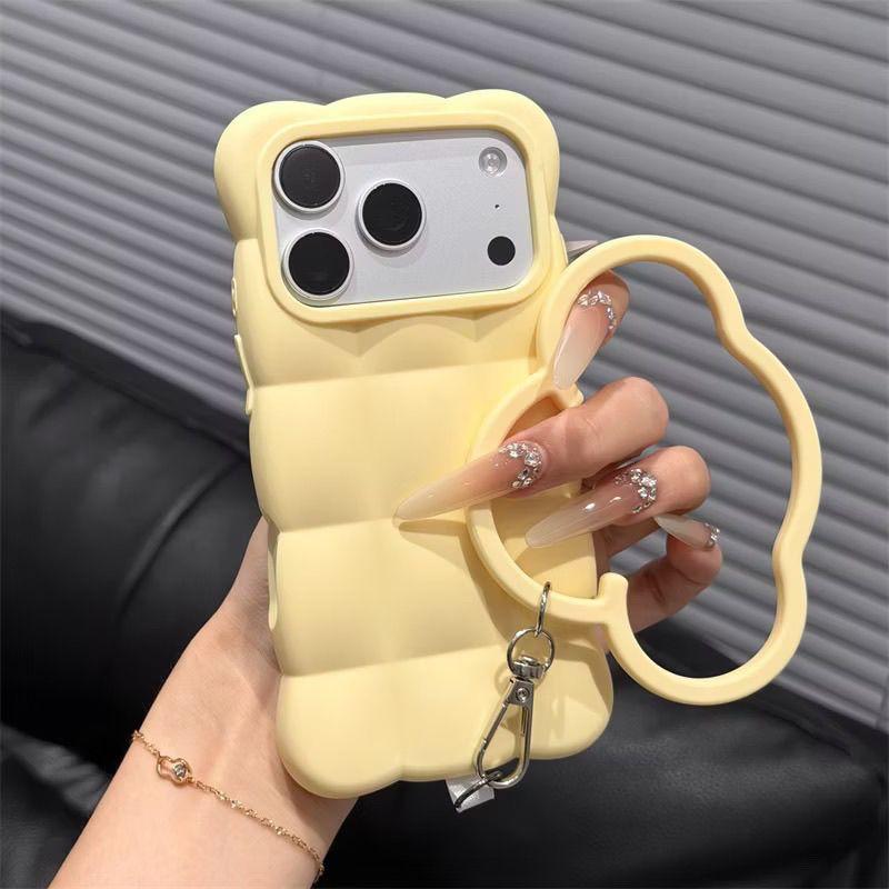3D Cloud Puff Silicone Phone Case For IPhone14 15 16 17 Pro Max, Solid Color Cute Full Wrap Shockproof Protective Cover