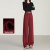 Красные брюки Ancola с высокой талией, длиной до пола, широкими штанинами, стройнящие, коллекция Весна 2025 для женщин