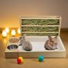 Многофункциональная кормушка для кроликов с лотком, деревянная кормушка для кроликов, разделение влажного и сухого корма, двойная миска
