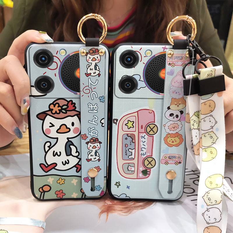 Phone Holder Anti-knock Phone Case For ZTE Nubia Music Lanyard Ring Waterproof Shockproof Kickstand Wrist Strap Cartoon