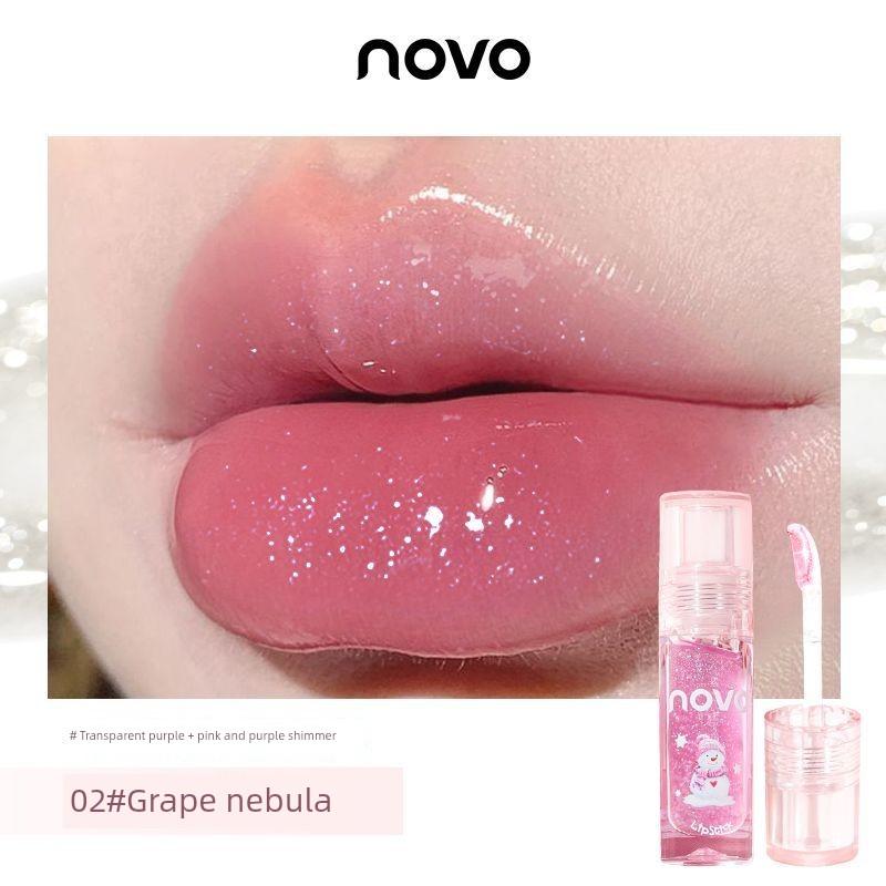 Novo Lip Oil Moisturizing and Nourishing Lip Gloss Transparent Lip Glaze Glass Lip Balm Anti-Chapping Lipstick Base with Fine Shimmer