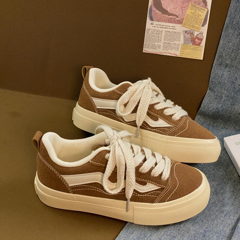 2024 Новые Кроссовки Женские Платформа Замшевые Красные Женские Вулканизированные Туфли Повседневные Женские Туфли На Плоской Подошве Зашнурованные Женские Спортивные Кроссовки Холщовая Обувь