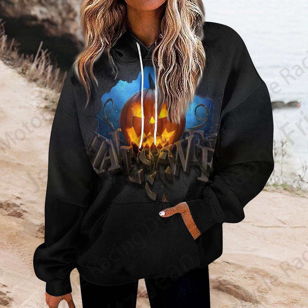 Хэллоуин 3D Печать Толстовка Женская Мода Большие Толстовки Женские Толстовки Пальто Девушка С Капюшоном Толстовка Зимний Спортивный Костюм Уличный Свободный