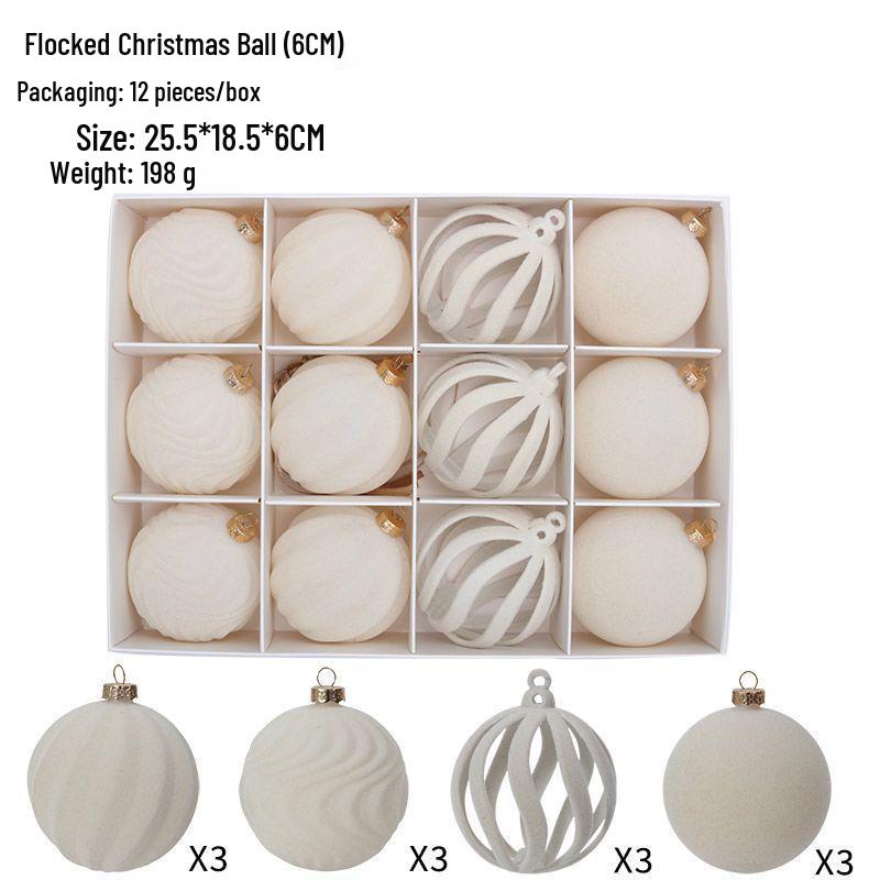 Colorful 6cm Cross-Border Christmas Ornament Balls – Flocked Hanging Decorations