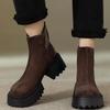 British Style Retro Thick Heel Platform Martin Boots Women's 2025 New High and Thin Zipper Chelsea Short Boots