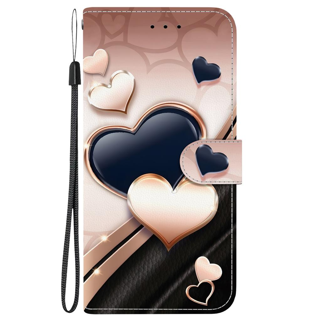 Handmade PU Leather Flip Case for Xiaomi 14T / Xiaomi 14T Pro Anti-Slip Shockproof Cover with Wrist Strap & Heart/Rose Cat Designs