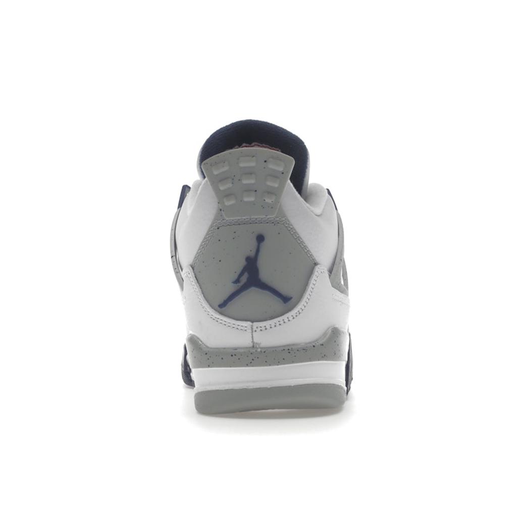 Air Jordan 4 Retro GS Midnight Navy Kids Sneakers White Light-Smoke-Grey Fire-Red 408452-140