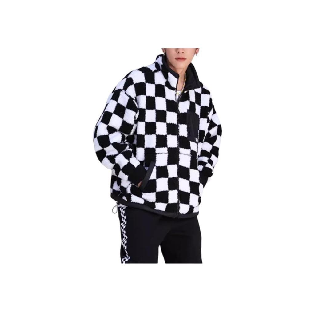 Vans FW22 Черно-белая шахматная искусственная овчина куртка унисекс куртка VN00091BBSU