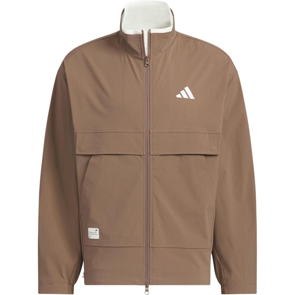 Adidas FW24 Woven Jacket Small Logo Series Outdoor Sports Casual Loose Long Sleeve Jacket Men Jacket Deep-Earth-Brown JM3407