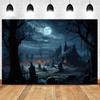 Ужасы Темный лес Призрачное кладбище Ночь Фон Плакат и принты Печать на холсте Настенная картина для гостиной Домашний декор