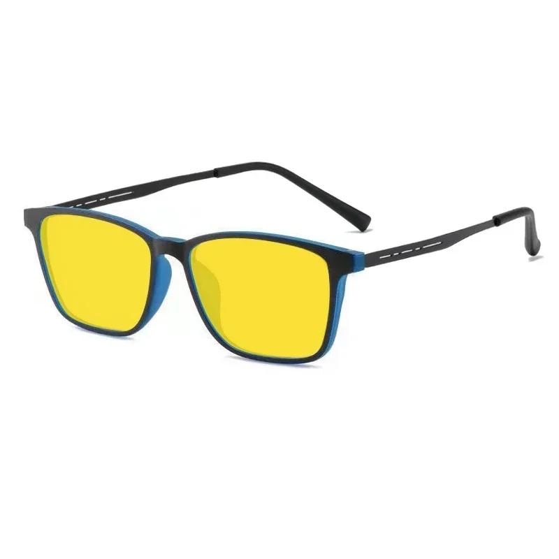 Vintage Night Vision Eyeglasses for Car Driving Use Men Women Ultralight UV400 Sunglasses Stylish TR Blue Lightweight Blocking Eyeglasses Glasses