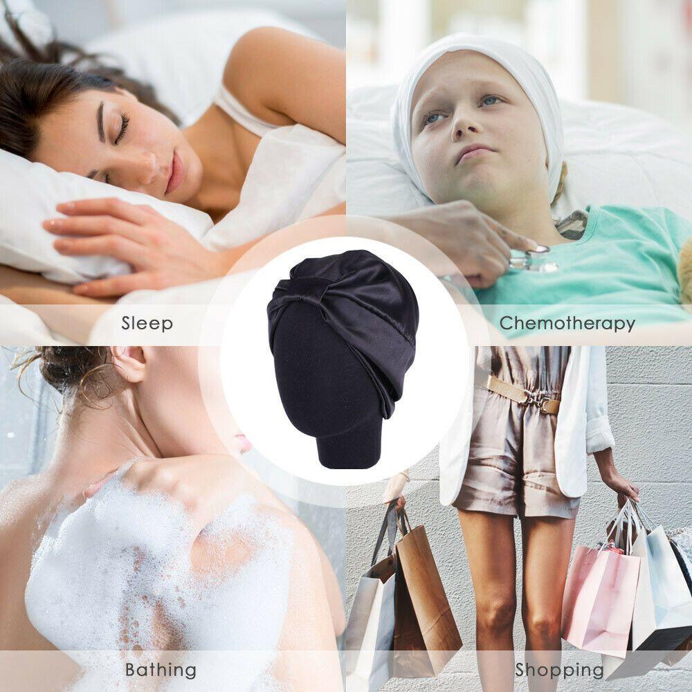 Мягкая шапочка-обертка для головы, шапка-тюрбан с сатиновой подкладкой, салонная шапочка, эластичная повязка для волос, ночная шапочка для сна