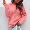 Толстовка с капюшоном, однотонный карманный вязаный повседневный свитер для женщин