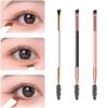 Double Headed Eyebrow Brush Spiral Angled Makeup Brush Eyelash Brush Wooden Handle Single Pack Convenient To Carry Beauty