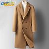 Негабаритные мужские длинные шерстяные плащи Шерстяная ветровка Элегантные джентльменские пальто Англия Винтаж Классические мужские повседневные пальто Куртки для мужчин