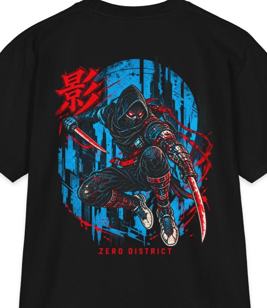 Cyber Ninja Heavyweight Graphic T-Shirt Japanese Streetwear Black Tee