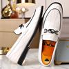 Luxury Men Leather Shoes White Horsebit Loafers Slip On Formal Men Dress Shoes Wedding Office Casual Lazy Shoes For Men Men Shoe