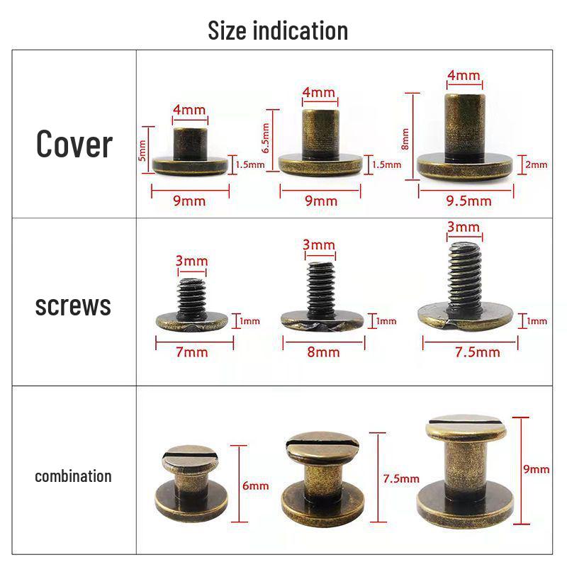 Сумка-винт из нержавеющей стали «папа-мама» с пряжкой из чистой меди и заклепками с плоской головкой, аксессуары для фиксации