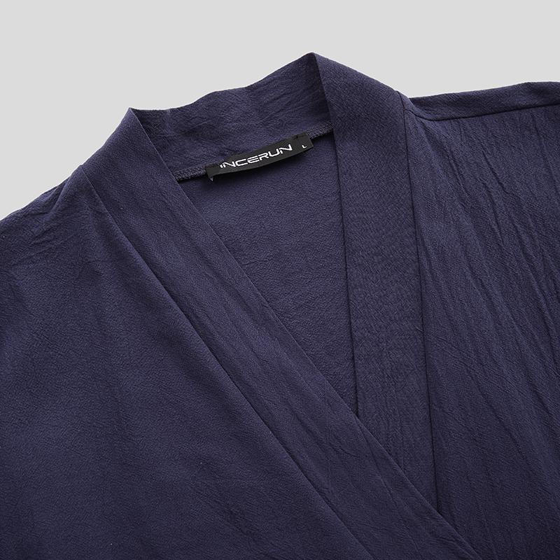 Мужская пижама в японском стиле юката в стиле кимоно для дома, спа, домашняя одежда, одежда для сна INCERUN