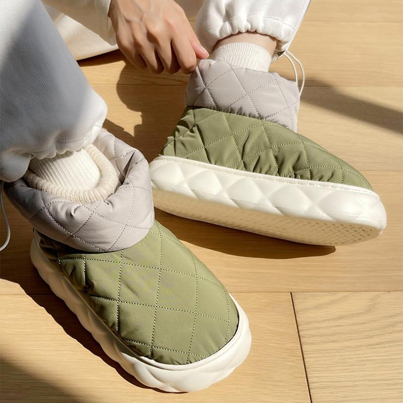 Winter Warm Snow Boots for Women Simple Thick Sole Waterproof Down Cotton Shoes Thickened Warm Boots Couple Cotton Shoes Indoor Slippers