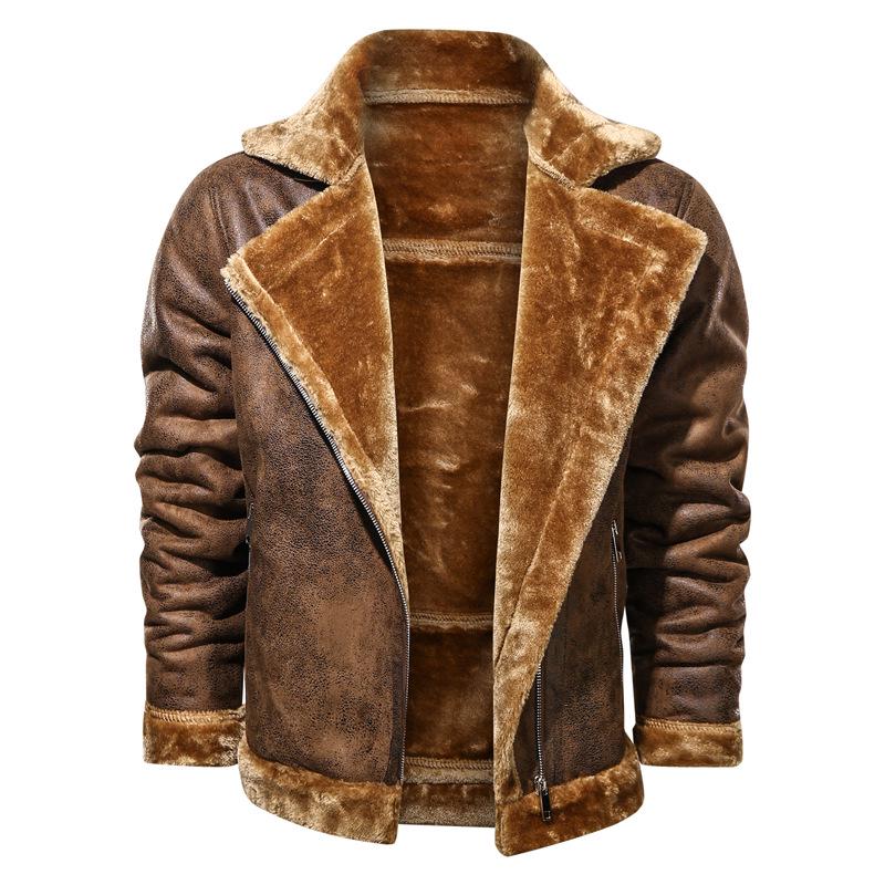 Men's Winter Fleece Lapel Jacket Fur Integrated Jacket Men's Loose Men's Clothing