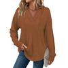 Women's Fashion Solid-Color Long-Sleeve Hooded V-Neck Casual Sweatshirt Top