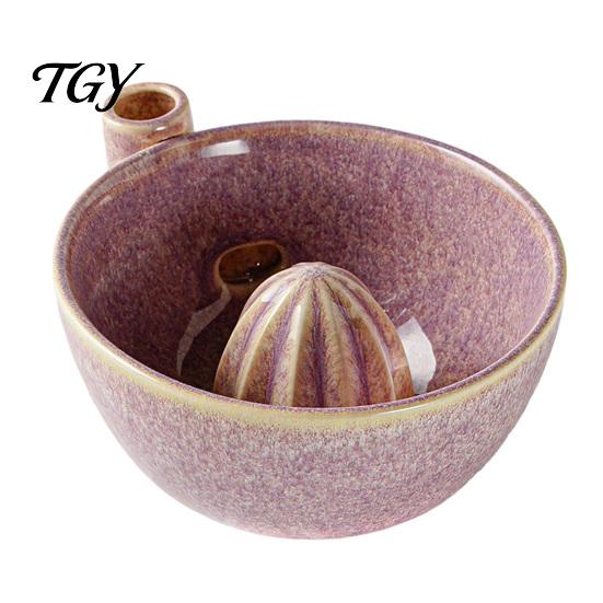 Lemon Lime Squeezer Tool Ceramic Berry Washing Bowl, Manual Citrus Juicer Reamer, Fruit Cleaning Bowl And Juice Extraction for Kitchen Breakfast Salad