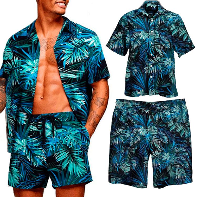 Новая летняя свободная модная пляжная рубашка в гавайском стиле, мужская молодежная повседневная рубашка с цветочным принтом, костюм-рубашка
