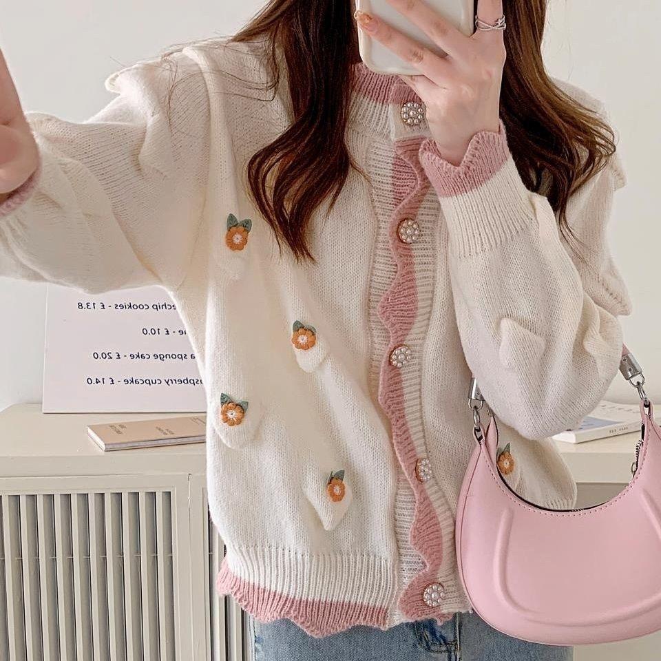 Милый свитер, кардиган, женский топ 2023, весенне-осенний вязаный кардиган, женский дизайн, свитер для маленькой толпы, женское пальто